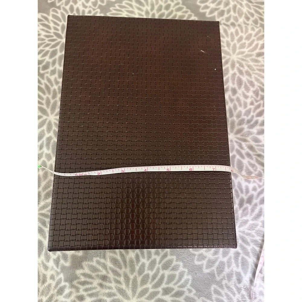 Photo Storage Box Brown with Metal Label Holder Picture Organizer Office Decor